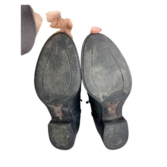 Ariat Black Leather Ankle‎ Boots With Braided Strap Detail & Side Zipper Closure - Picture 6 of 7